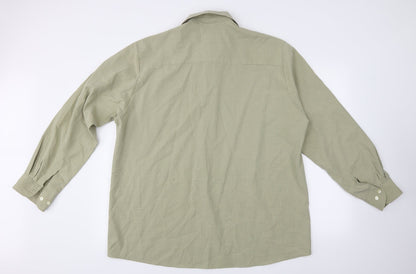 George  Mens Green Check   Button-Up Size L