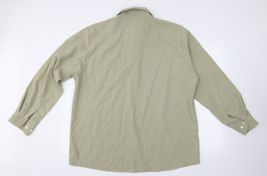 George  Mens Green Check   Button-Up Size L