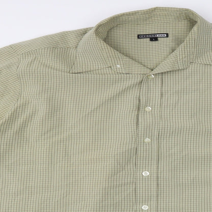 George  Mens Green Check   Button-Up Size L