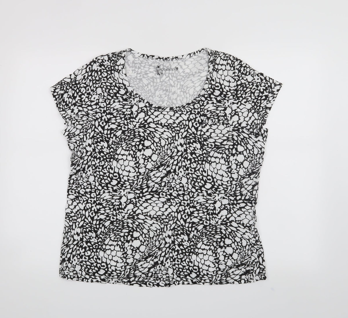 Authentic Womens Black Animal Print  Basic T-Shirt Size 18