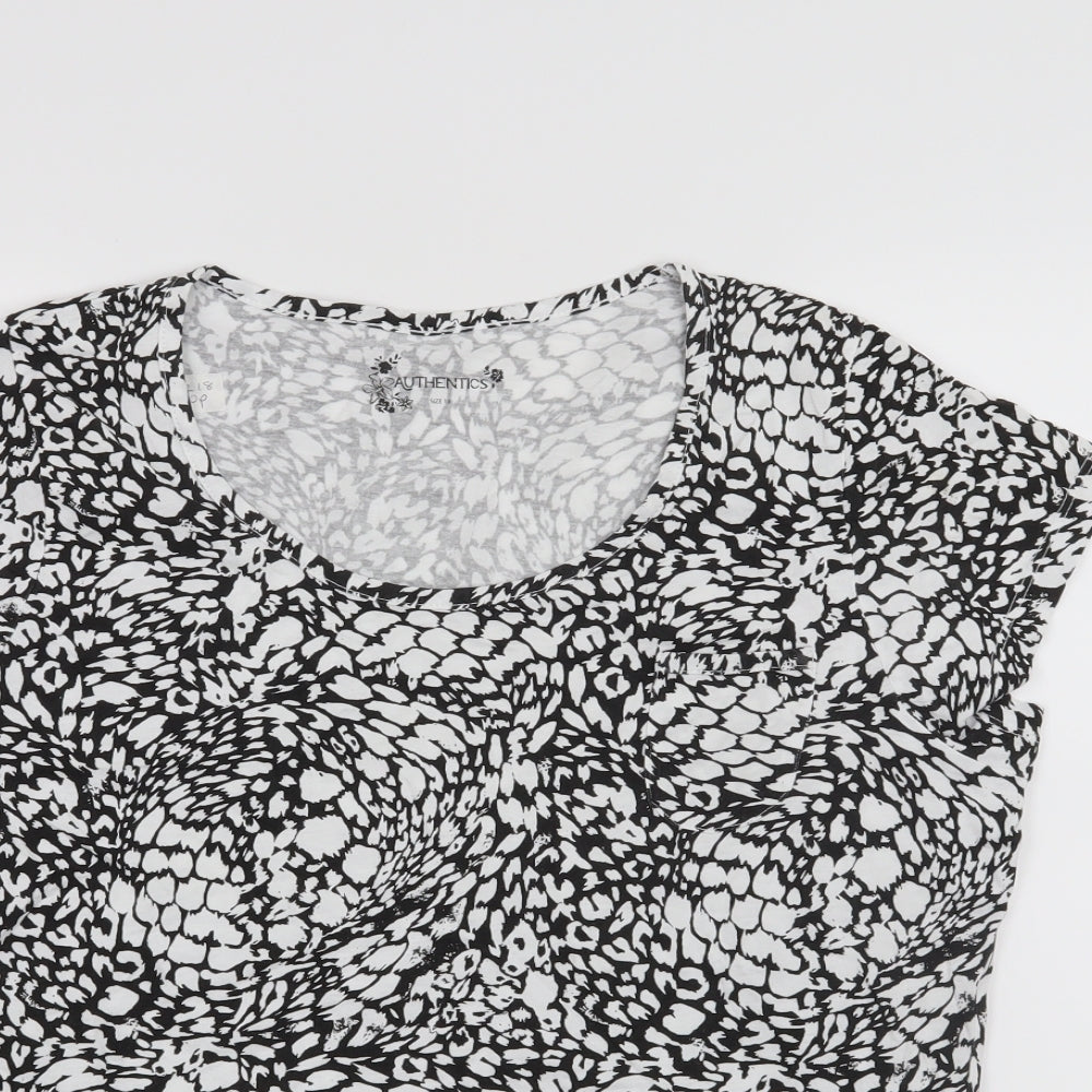 Authentic Womens Black Animal Print  Basic T-Shirt Size 18