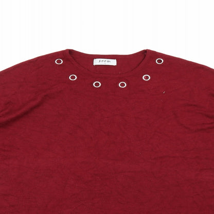 Soon Womens Red  Knit Pullover Jumper Size 12