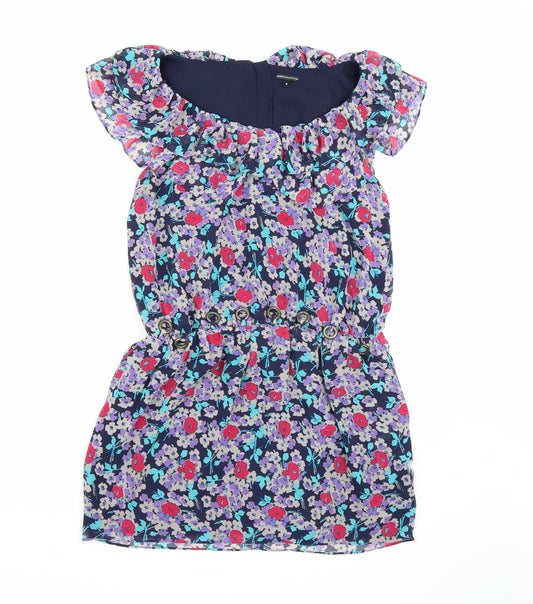Marks and Spencer Womens Purple Floral Chiffon A-Line  Size 8
