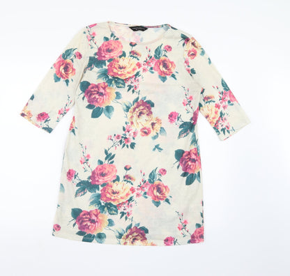 Dorothy Perkins Womens Beige Floral  A-Line  Size 12