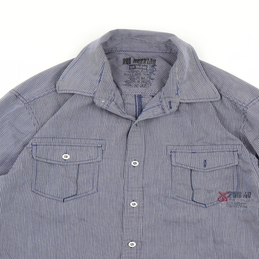 Red Herring Mens Blue Striped   Button-Up Size M
