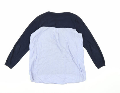 Warehouse Womens Blue Striped Knit Pullover Jumper Size 12