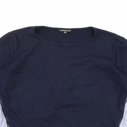 Warehouse Womens Blue Striped Knit Pullover Jumper Size 12