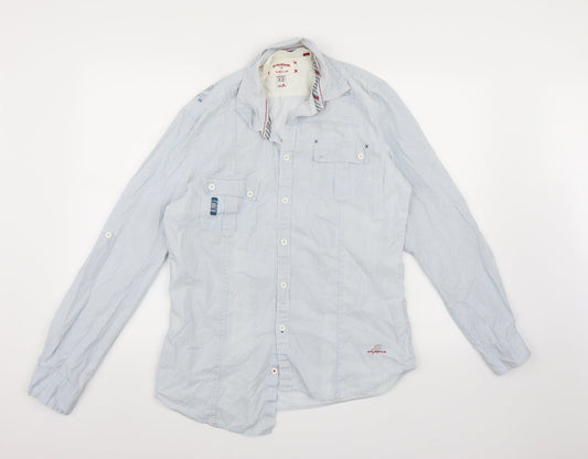 River Island Mens Blue Striped   Button-Up Size M