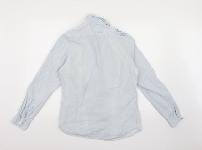 River Island Mens Blue Striped   Button-Up Size M