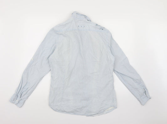 River Island Mens Blue Striped   Button-Up Size M