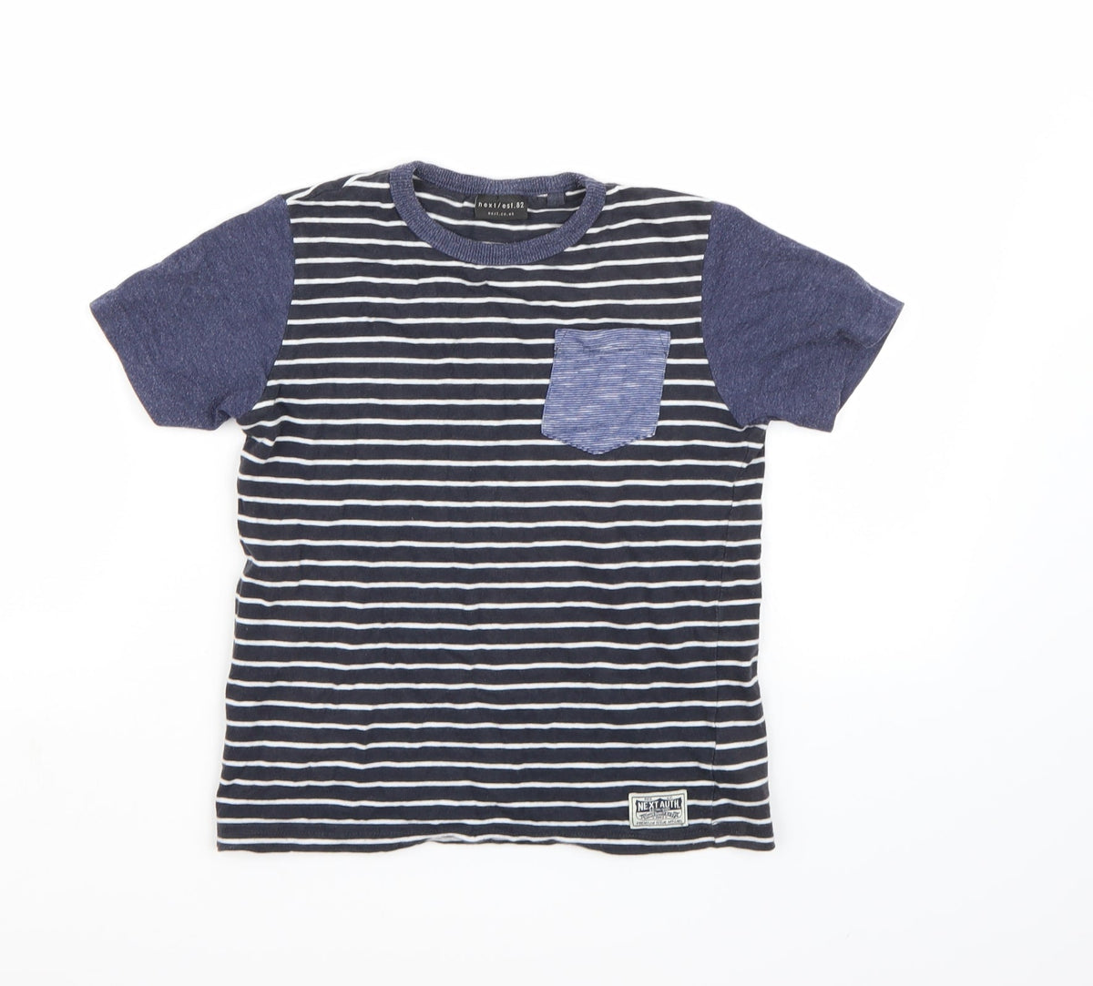 Next Boys Blue Striped  Basic T-Shirt Size 6 Years