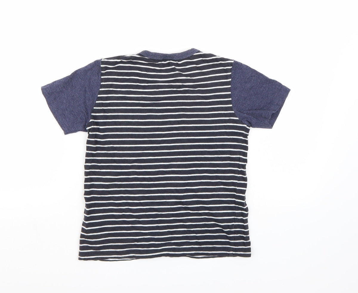 Next Boys Blue Striped  Basic T-Shirt Size 6 Years