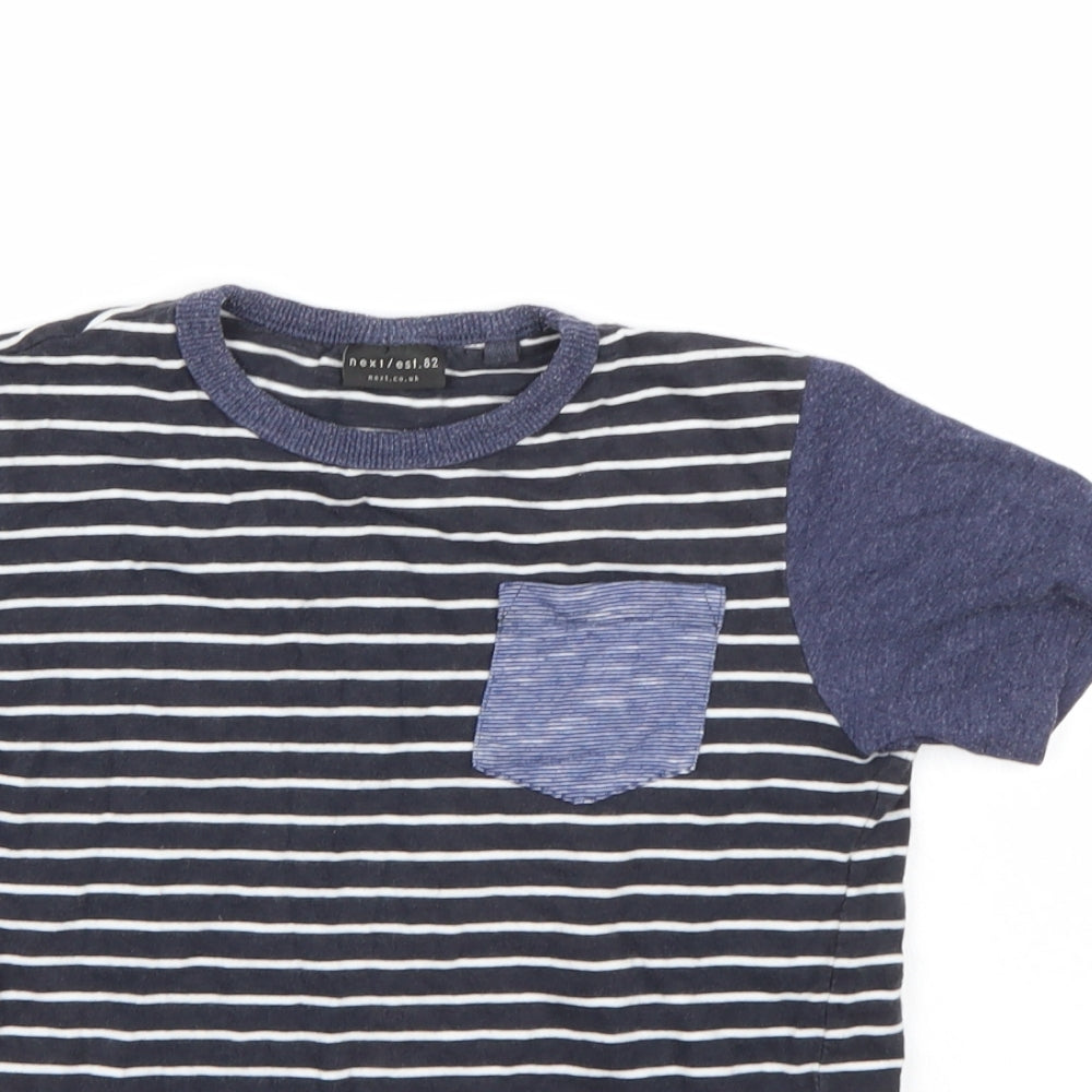 Next Boys Blue Striped  Basic T-Shirt Size 6 Years
