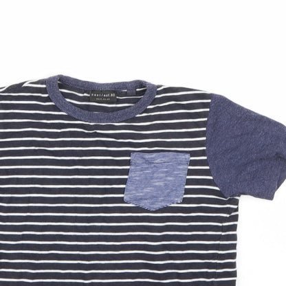 Next Boys Blue Striped  Basic T-Shirt Size 6 Years