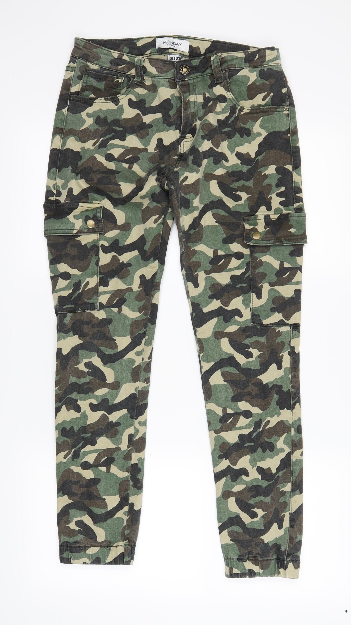 Monday Girls Green Camouflage  Tapered Jeans Size XL