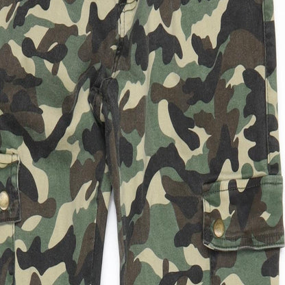 Monday Girls Green Camouflage  Tapered Jeans Size XL