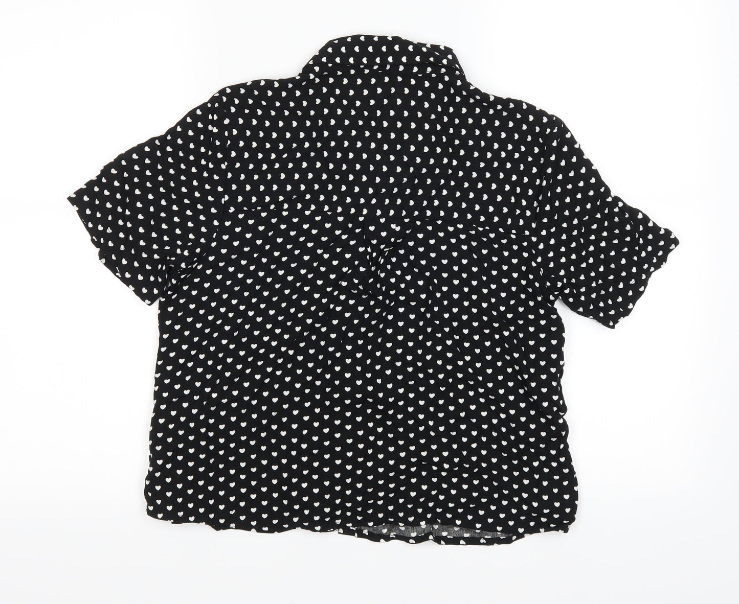 love notes Womens Black Polka Dot  Basic Button-Up Size S