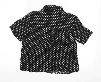 love notes Womens Black Polka Dot  Basic Button-Up Size S