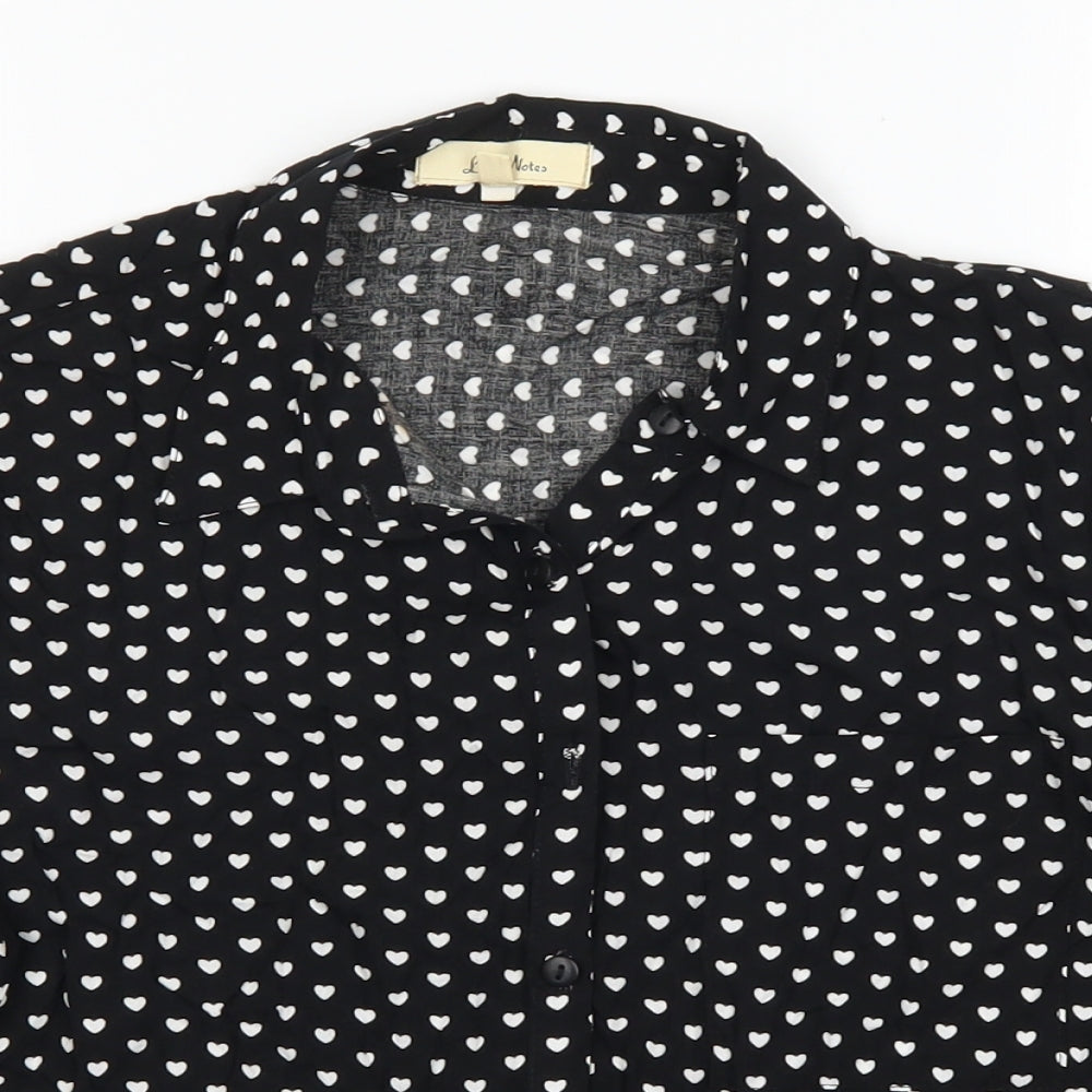 love notes Womens Black Polka Dot  Basic Button-Up Size S