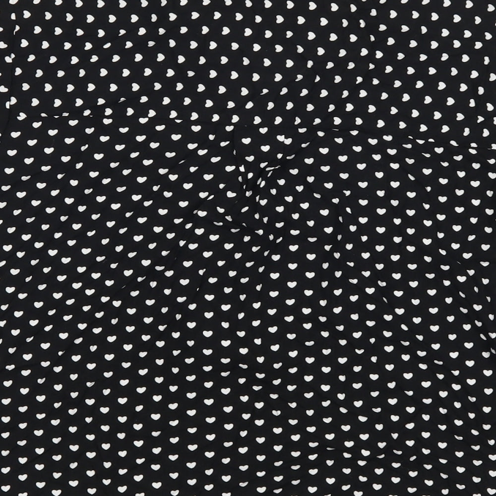 love notes Womens Black Polka Dot  Basic Button-Up Size S