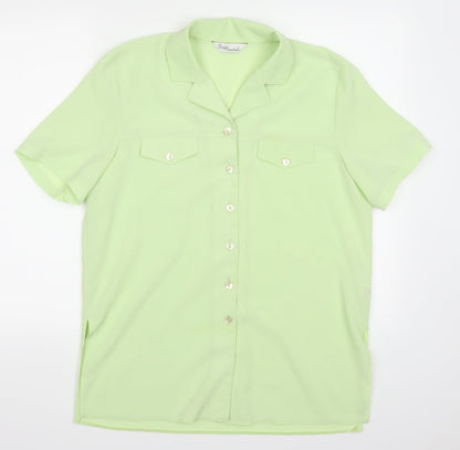 Womens UK Size 14 Design Essentials Green Basic Button-Up