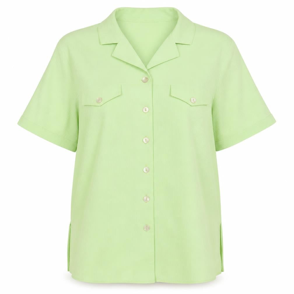 Womens UK Size 14 Design Essentials Green Basic Button-Up