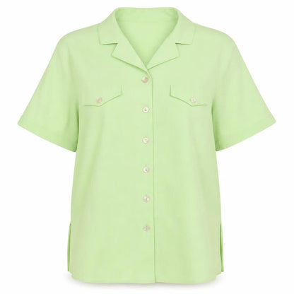 Womens UK Size 14 Design Essentials Green Basic Button-Up