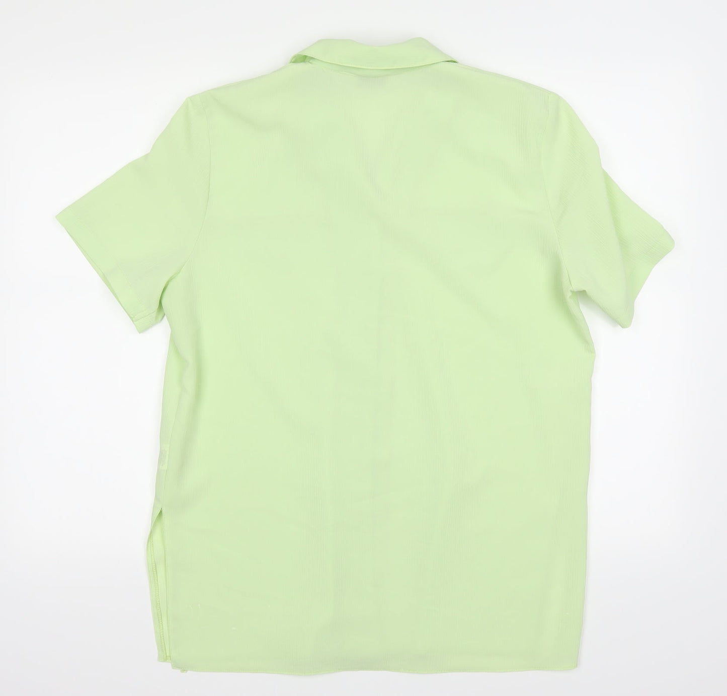 Womens UK Size 14 Design Essentials Green Basic Button-Up