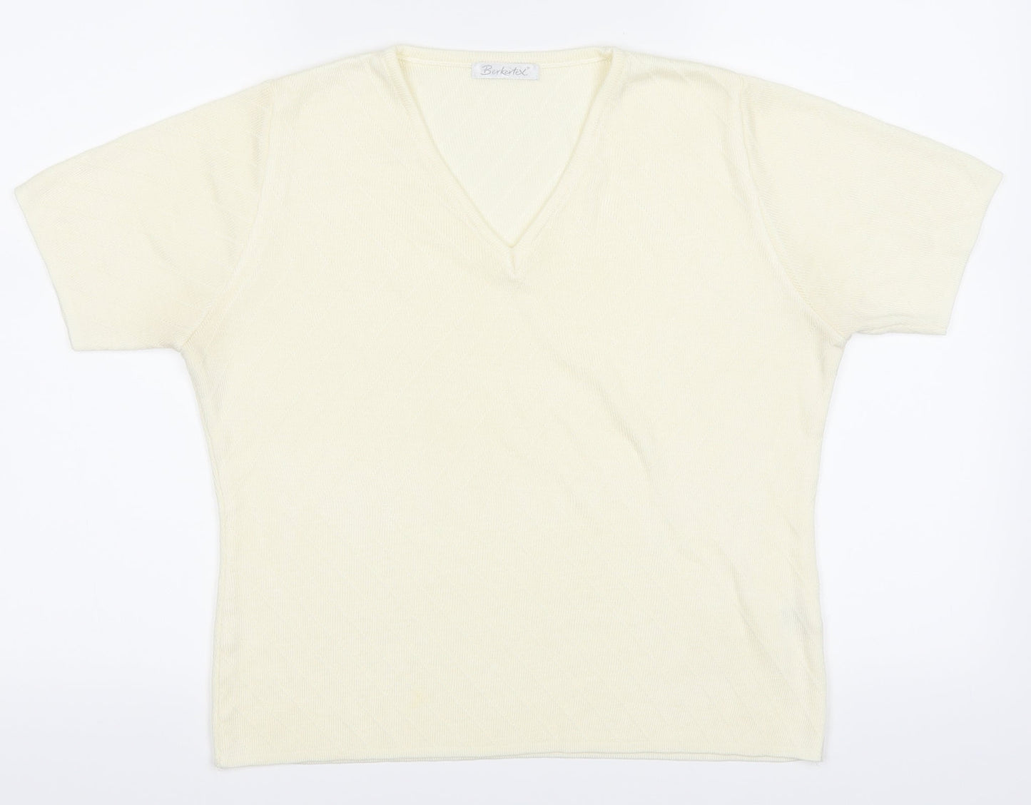 Womens UK Size 14 Berkertex Yellow Basic T-Shirt