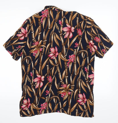 Bon Marche Womens Blue Floral  Basic Button-Up Size 12