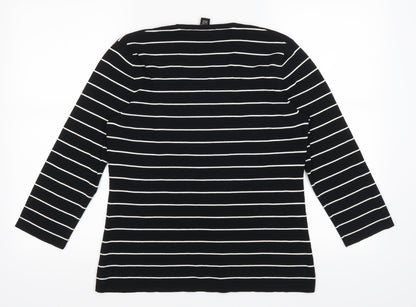 Cable & Gauge Womens Black Striped  Pullover Jumper Size L