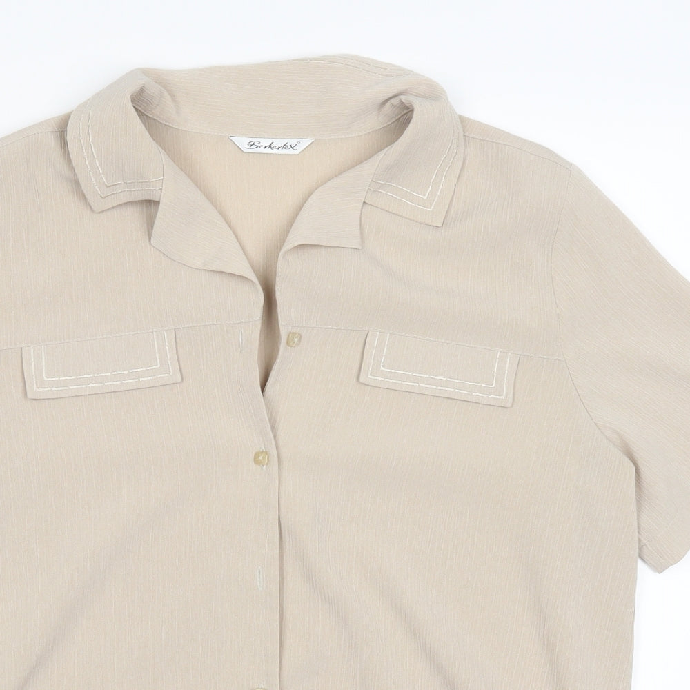 Womens UK Size 16 Berkertex Brown Basic Button-Up