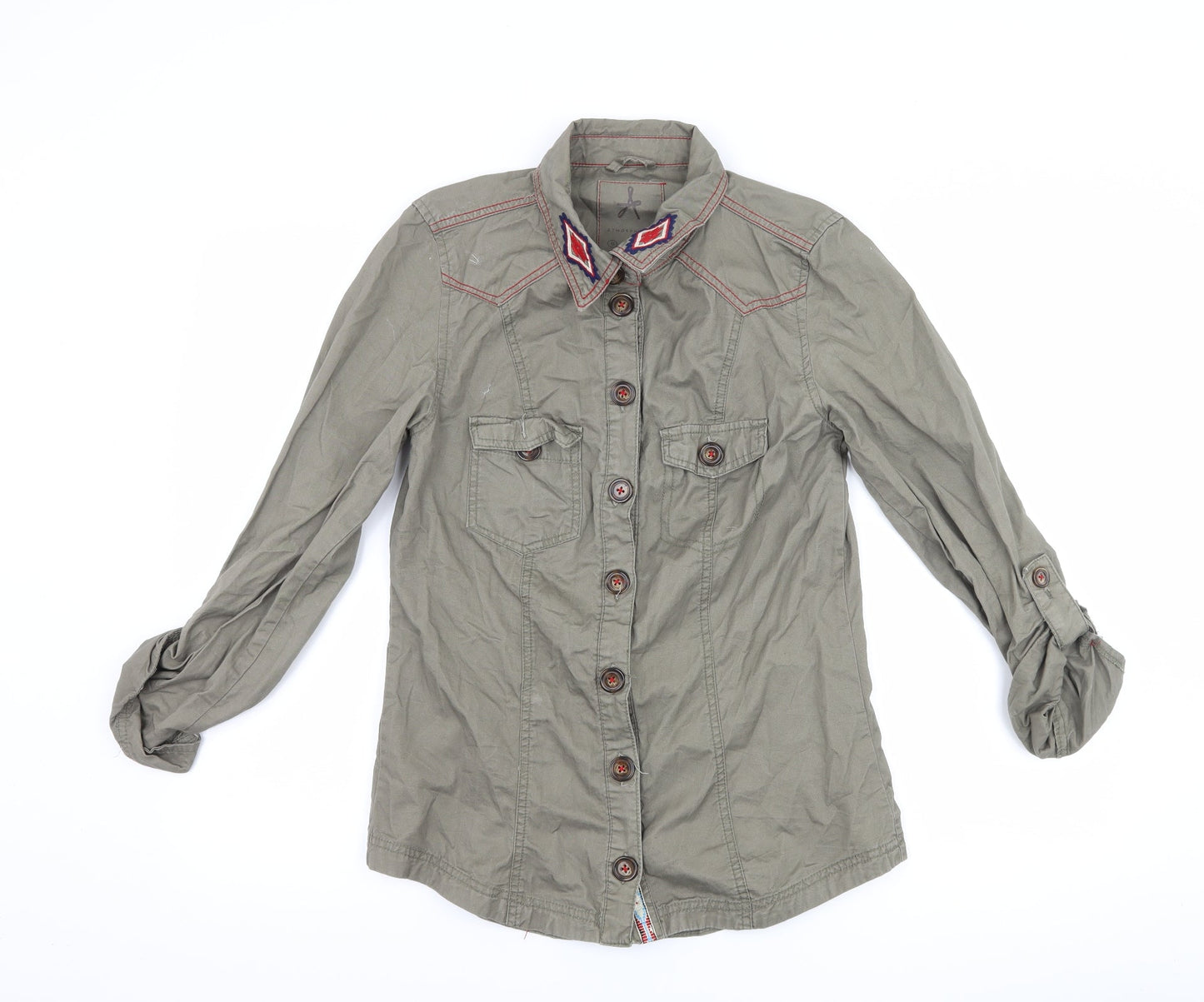 Womens UK Size 8 Atmosphere Green Basic Button-Up