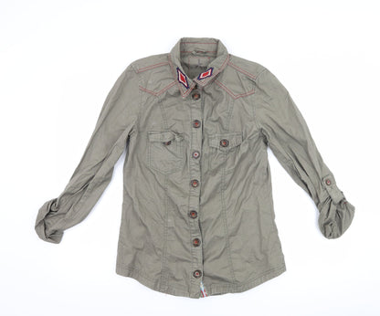 Womens UK Size 8 Atmosphere Green Basic Button-Up