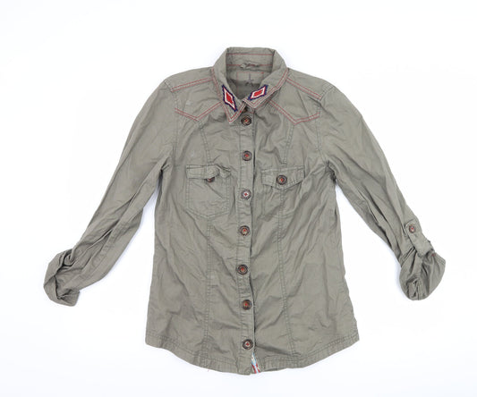 Womens UK Size 8 Atmosphere Green Basic Button-Up