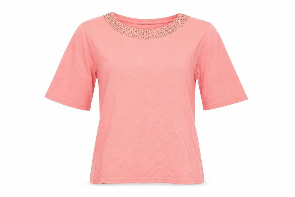 Womens UK Size S isle Pink Basic T-Shirt
