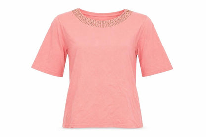 Womens UK Size S isle Pink Basic T-Shirt