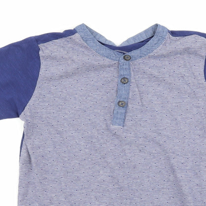Matalan Boys Blue Striped  Basic T-Shirt Size 8 Years