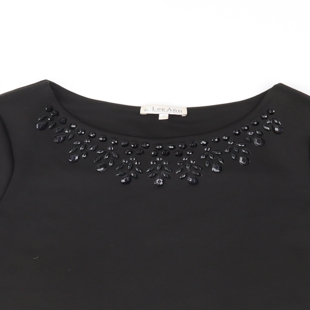 Lee Ann Womens Black   Basic Blouse Size 12