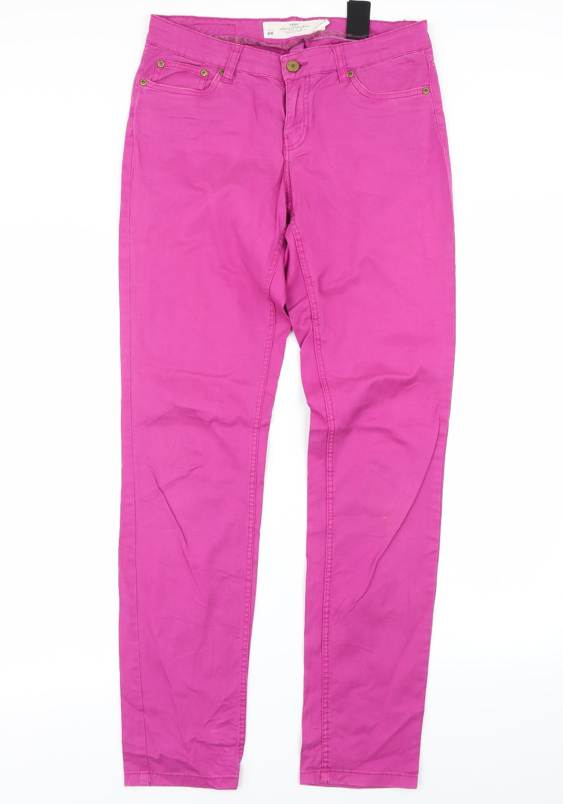 Womens UK Size 10 H&M Regular Fit Skinny Pink Jeans