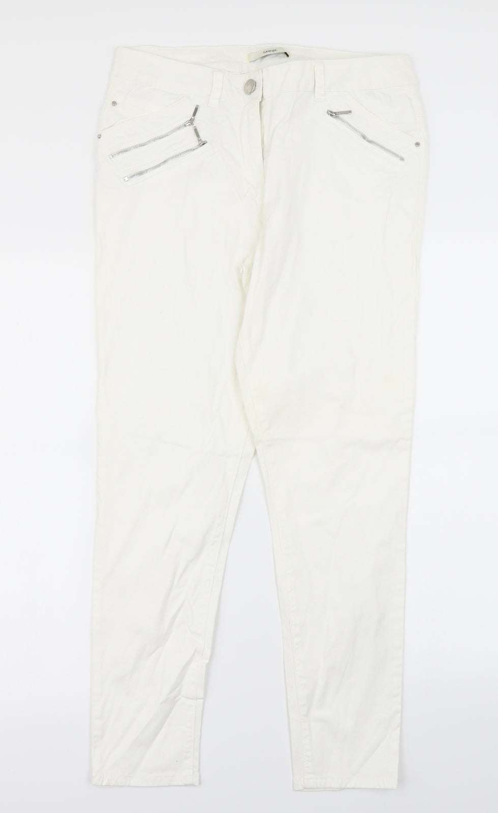 George Womens White   Skinny Jeans Size 12 L28.5 in