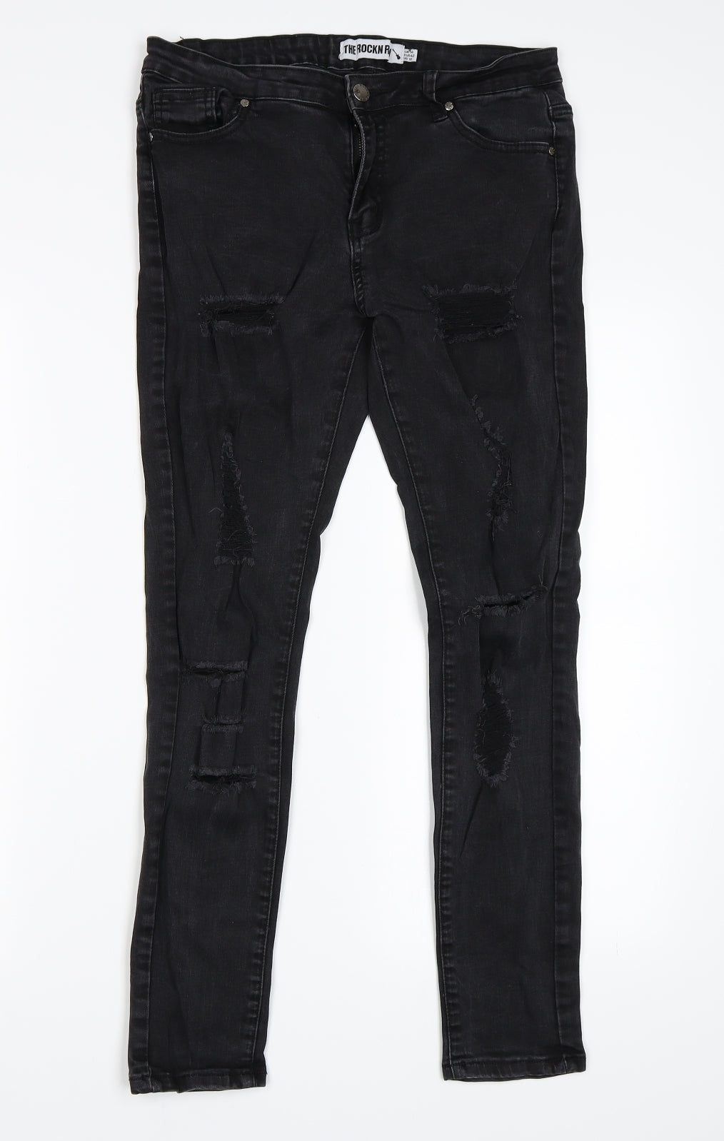 Womens UK Size 14 The Rockin Rev Regular Fit Skinny Black Jeans
