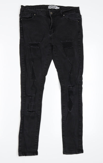 Womens UK Size 14 The Rockin Rev Regular Fit Skinny Black Jeans