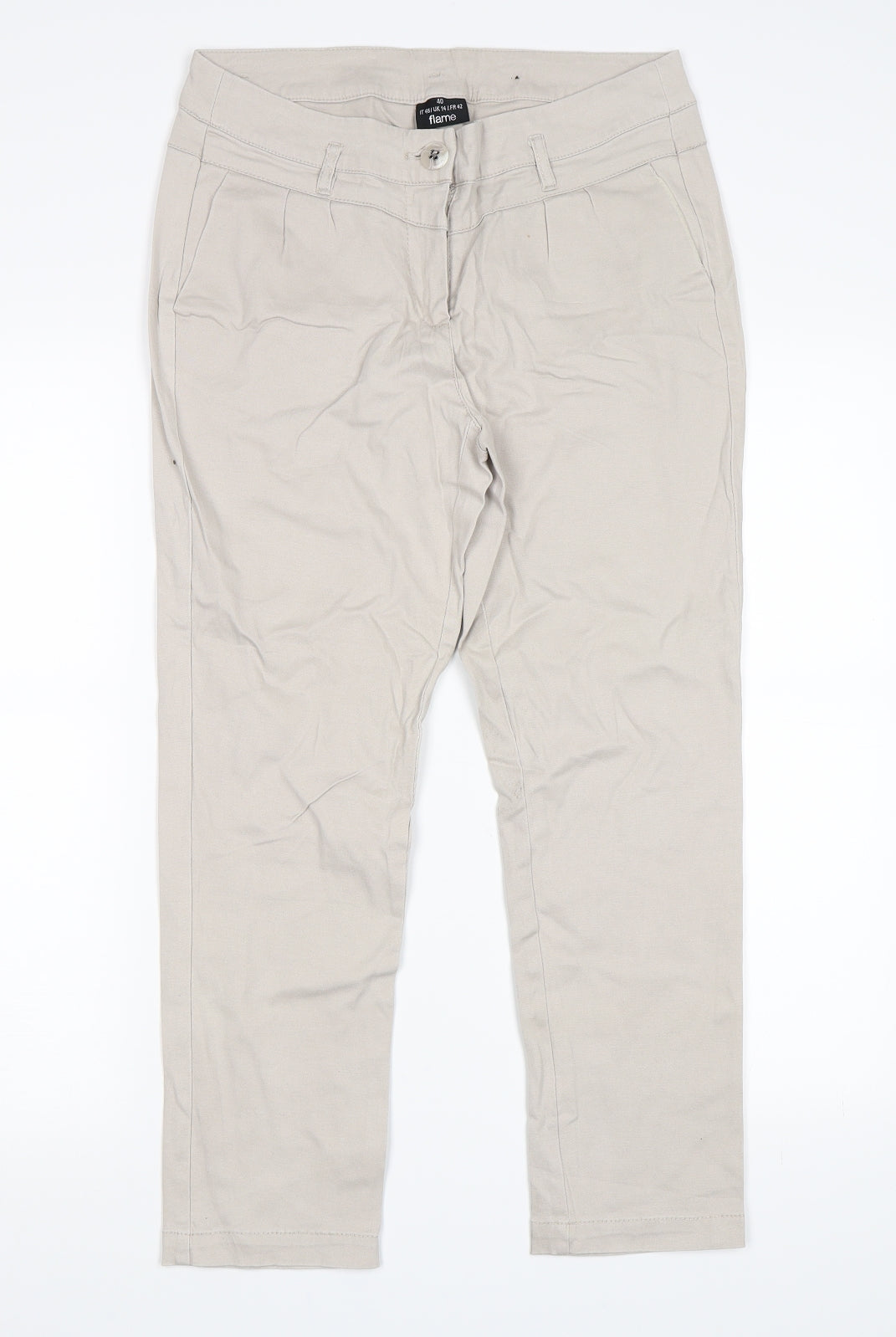 Flame Womens Grey   Chino Trousers Size 30 in L24 in