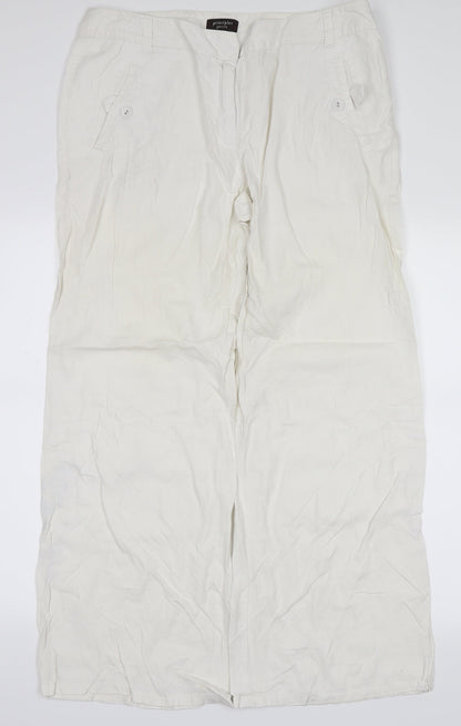 Womens UK Size 14 Principles Regular Fit  White Trousers