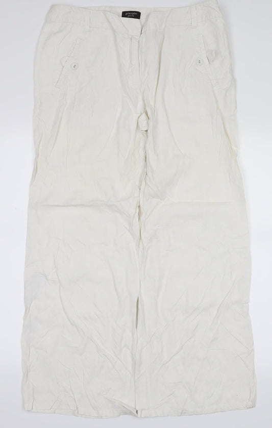 Womens UK Size 14 Principles Regular Fit  White Trousers
