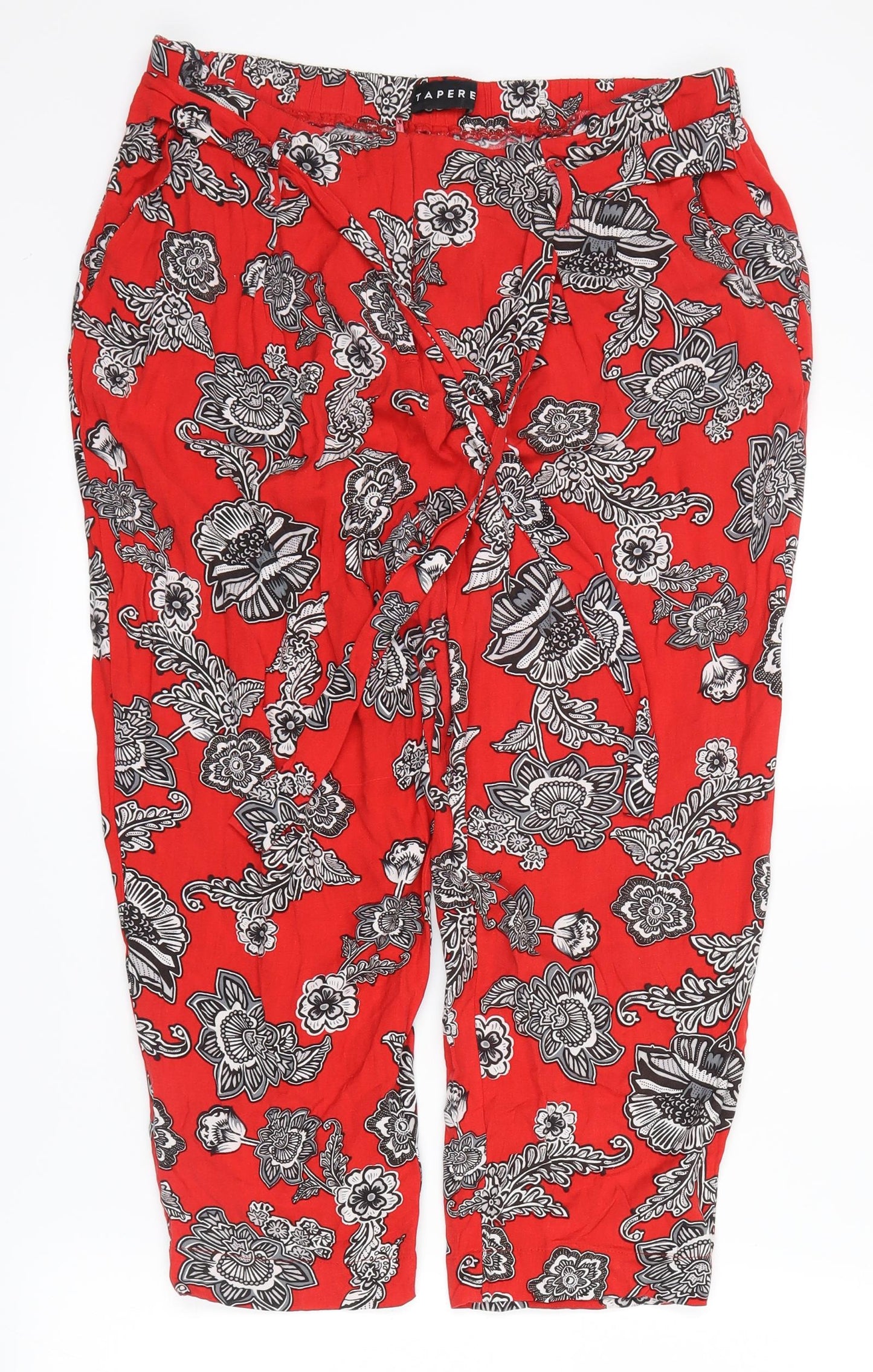 Womens UK Size 12 Peacocks Regular Fit Cropped Red Trousers