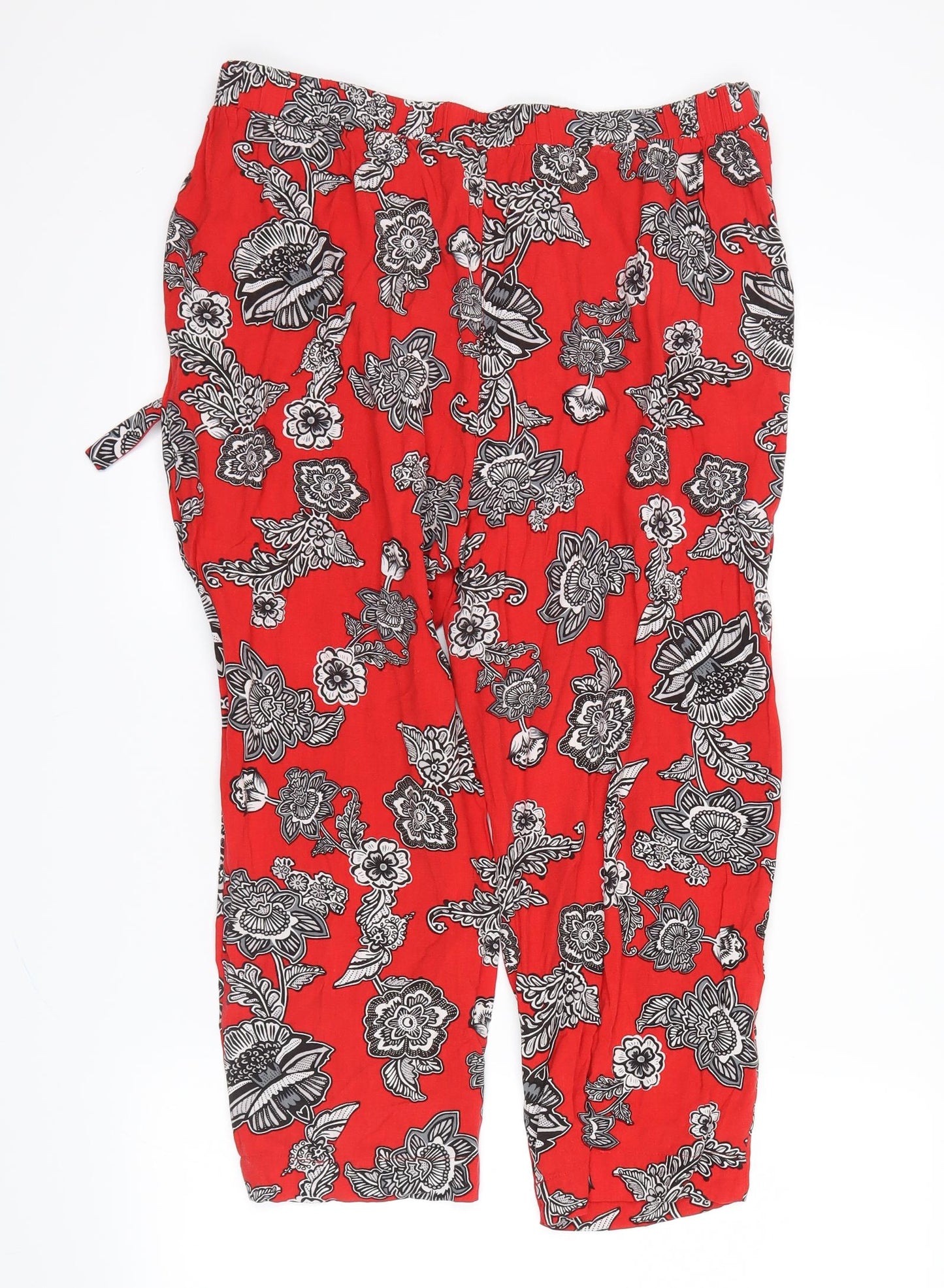 Womens UK Size 12 Peacocks Regular Fit Cropped Red Trousers