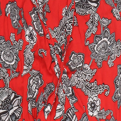 Womens UK Size 12 Peacocks Regular Fit Cropped Red Trousers