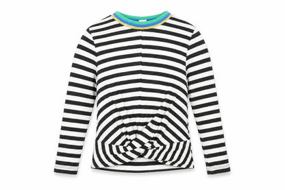 Tu Girls White Striped  Basic T-Shirt Size 7 Years